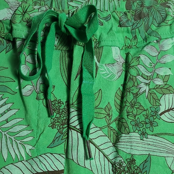 Venti6 Crinkle Green Tropical Print Jogger Drawstring Waist Pants Size Small - Picture 8 of 16